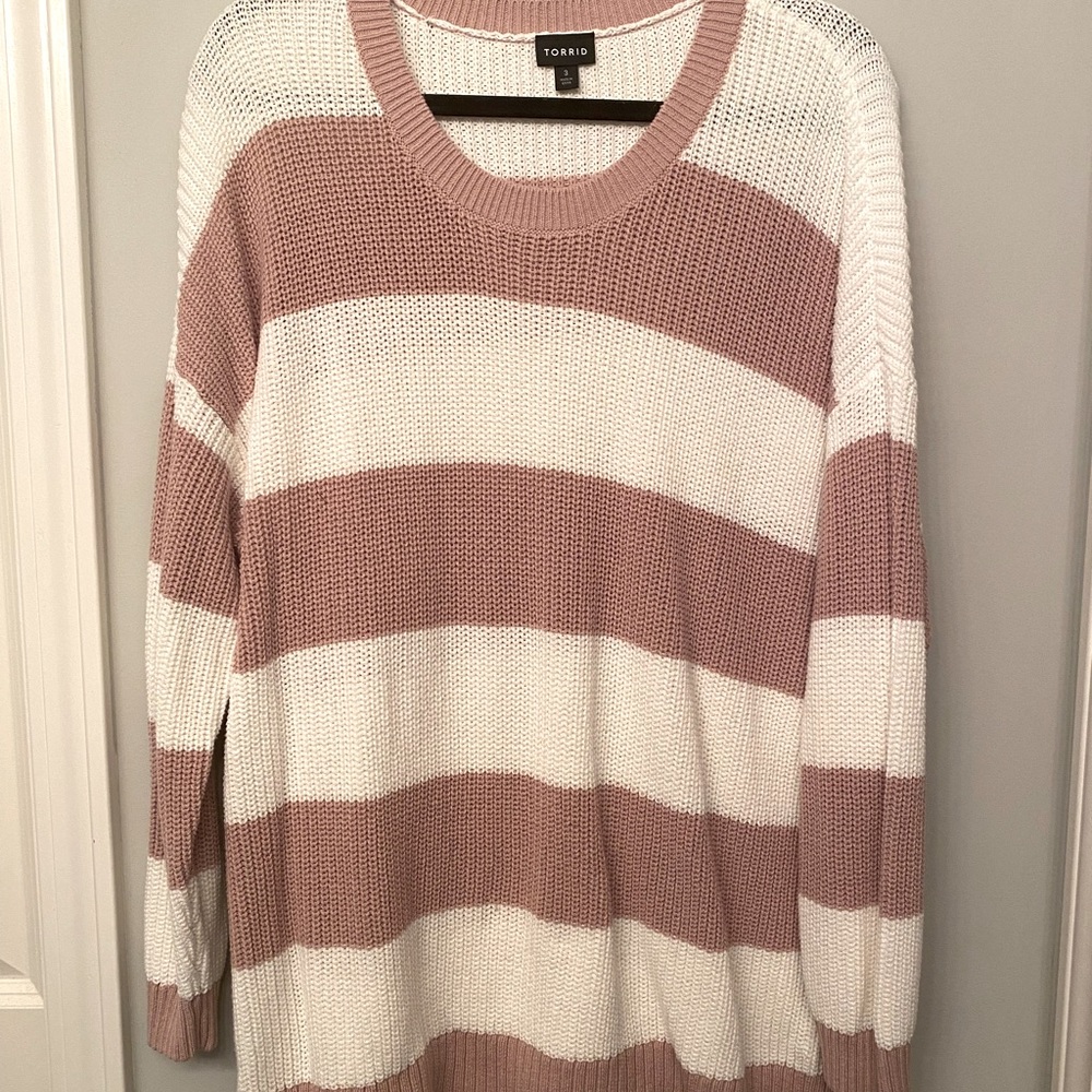 Torrid pink and white sweater